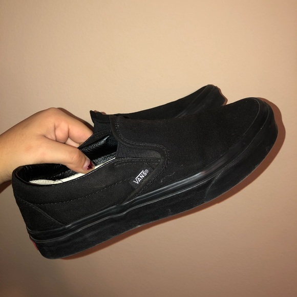 full black slip on vans